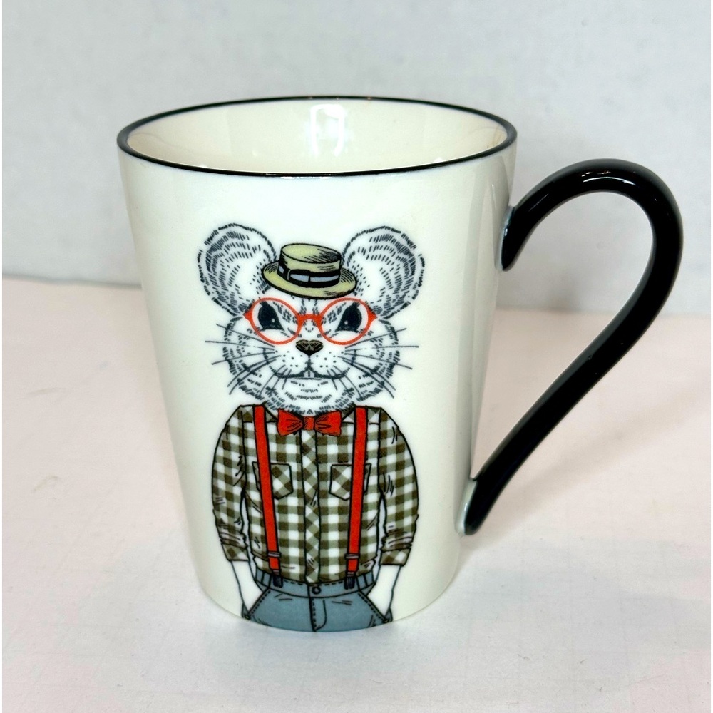 Signature Hipster Animals Ceramic Mug Dapper Mouse in Hat Glasses Bow Tie 16 oz